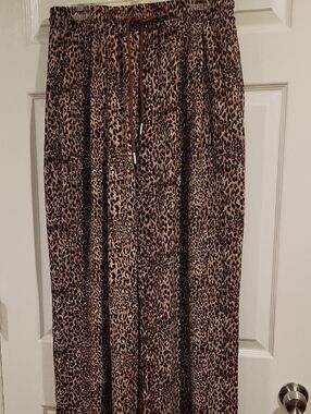 DAVI & DANI Leopard Print Wide PANTS - Brown & Black